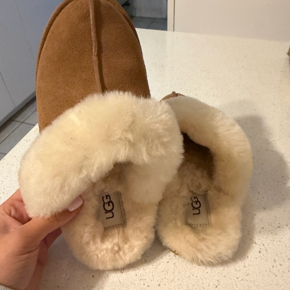 UGG Brown and Cream Sheepskin Slippers
